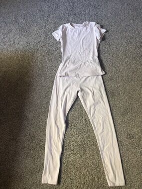 Light Lavender Lounge Set - Short Sleeve Top & Leggings